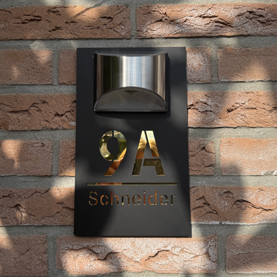 HausNumo LED-Hausnummer, Modern, Wetterfest, Schwarz, für Terrasse