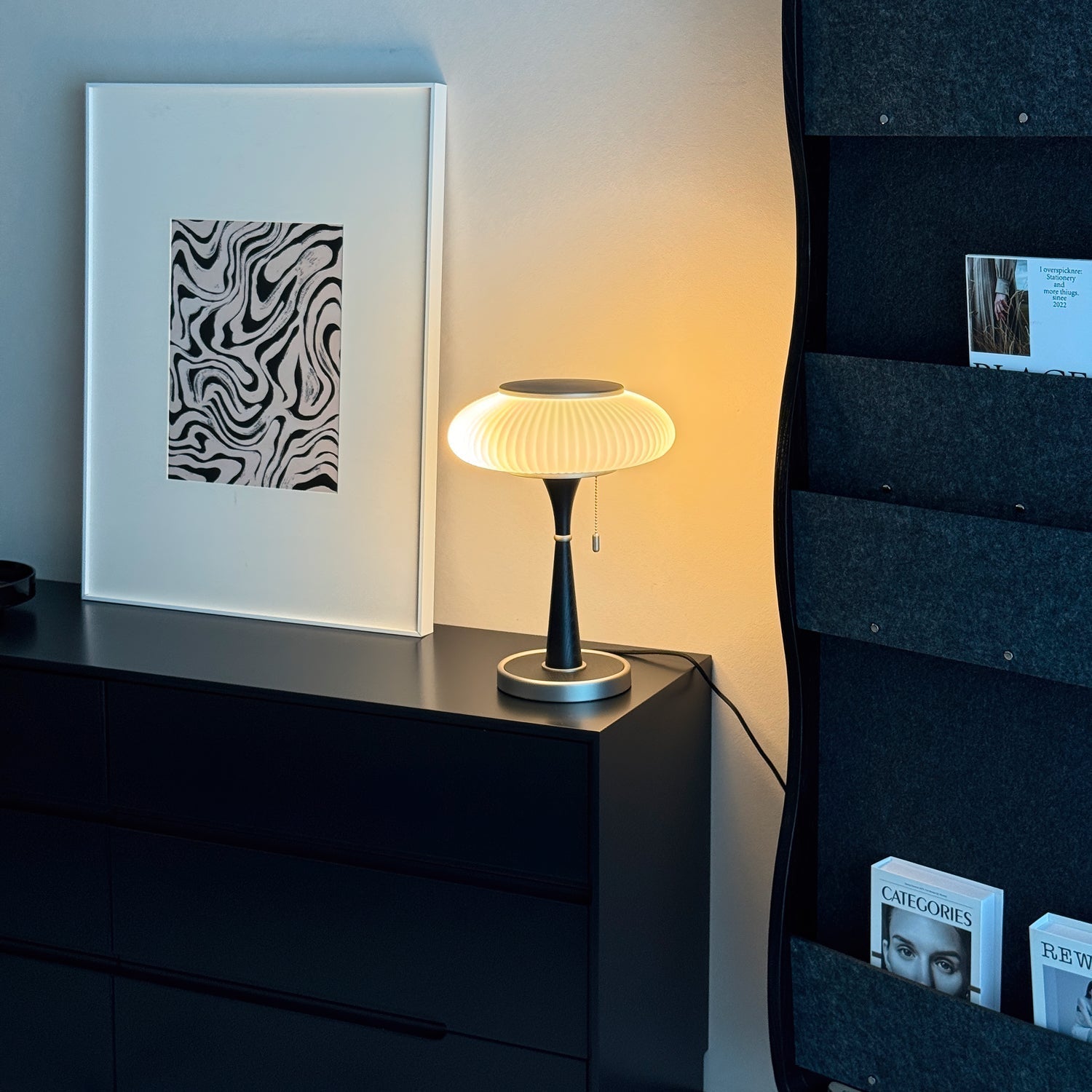 LumoTake Tischlampe Pilzform Minimalistisch Beige für Wohnzimmer