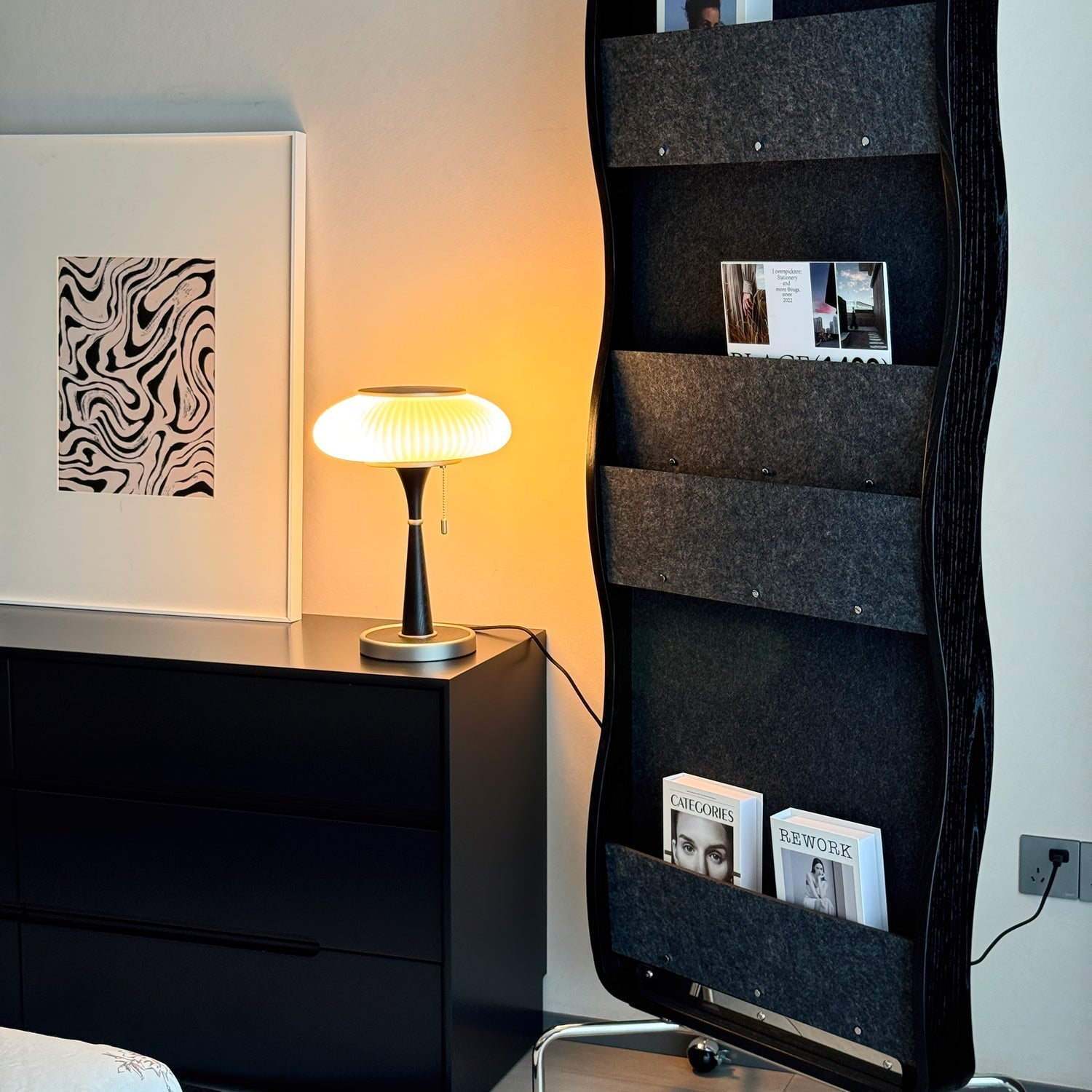 LumoTake Tischlampe Pilzform Minimalistisch Beige für Wohnzimmer