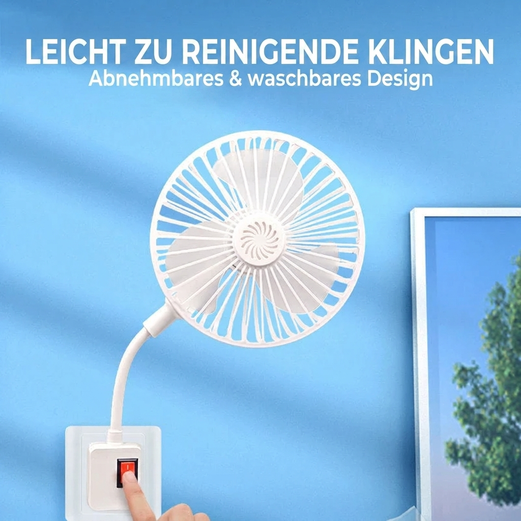Mini Ventilator Plug-in 220V Leise 36dB Schlafzimmer Flexibler Hals