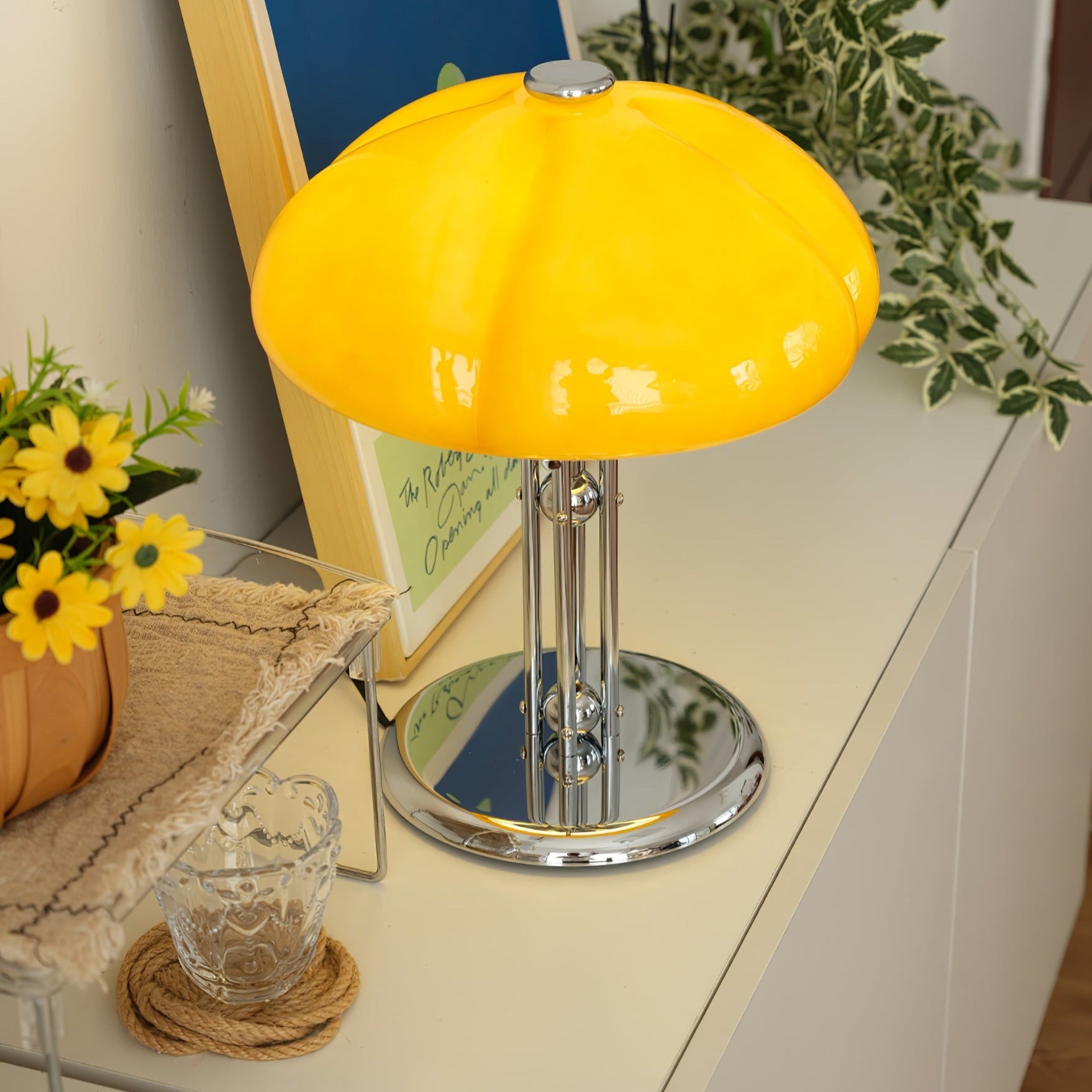 MushGlow Bauhaus Tischlampe – Modernes Pilzdesign Dimmbar Weiß Wohnzimmer