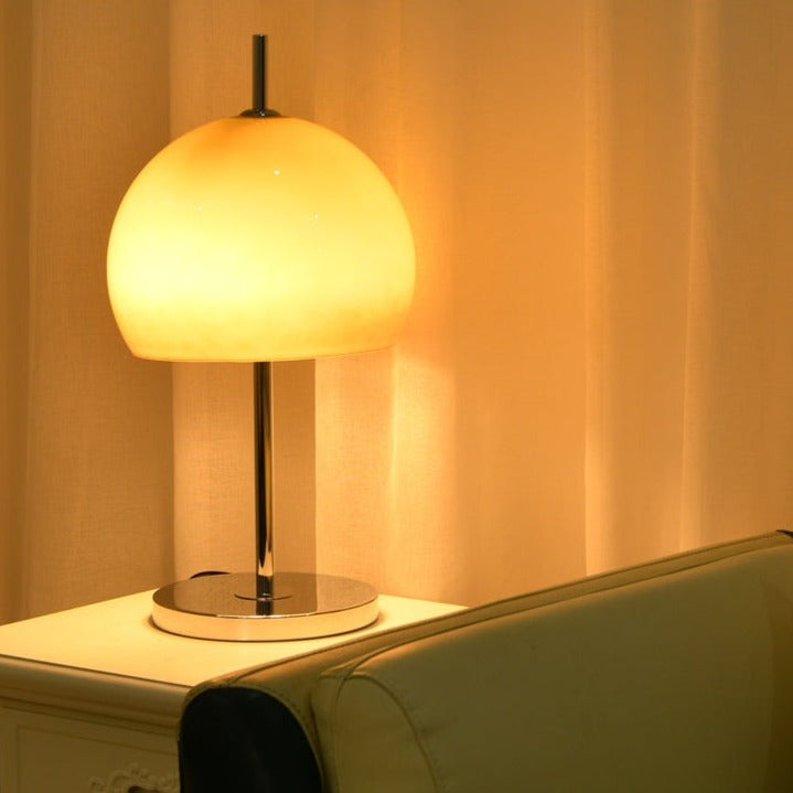MushGlow Bauhaus Tischlampe – Modernes Pilzdesign Dimmbar Weiß Wohnzimmer
