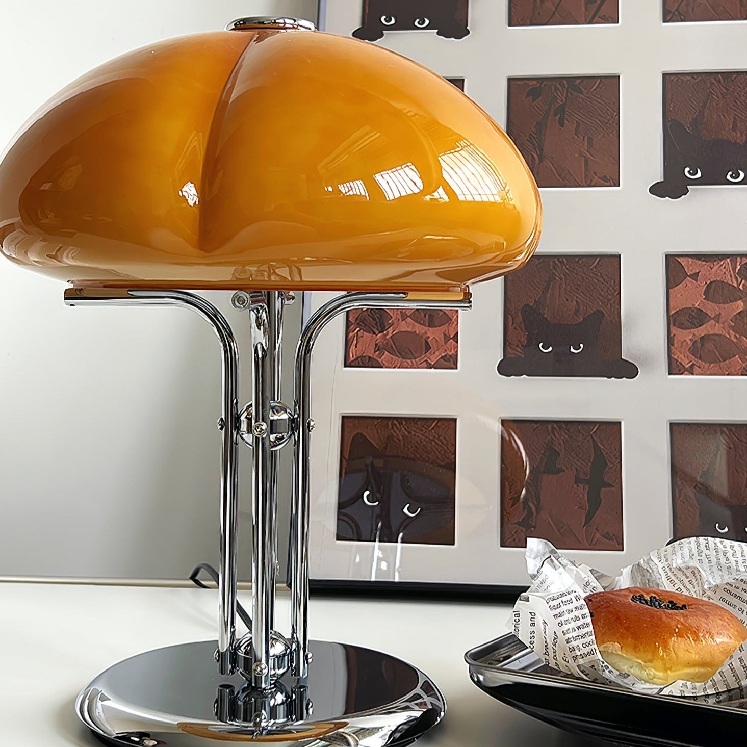MushGlow Bauhaus Tischlampe – Modernes Pilzdesign Dimmbar Weiß Wohnzimmer