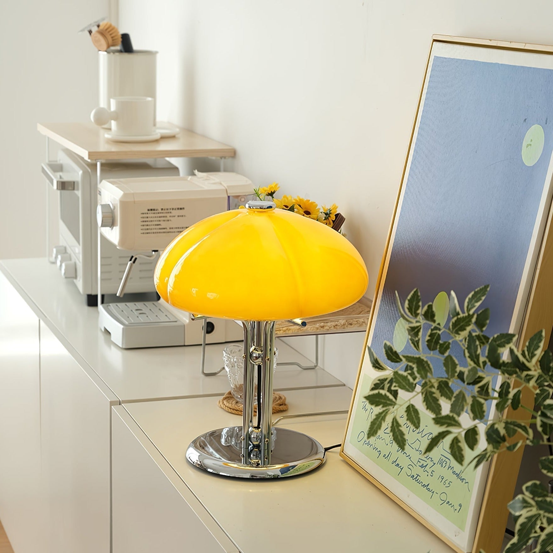 MushGlow Bauhaus Tischlampe – Modernes Pilzdesign Dimmbar Weiß Wohnzimmer
