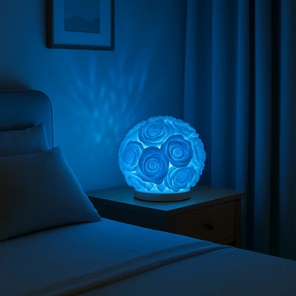 Leuchtende Rosen-Dekolampe mit warmem Glow