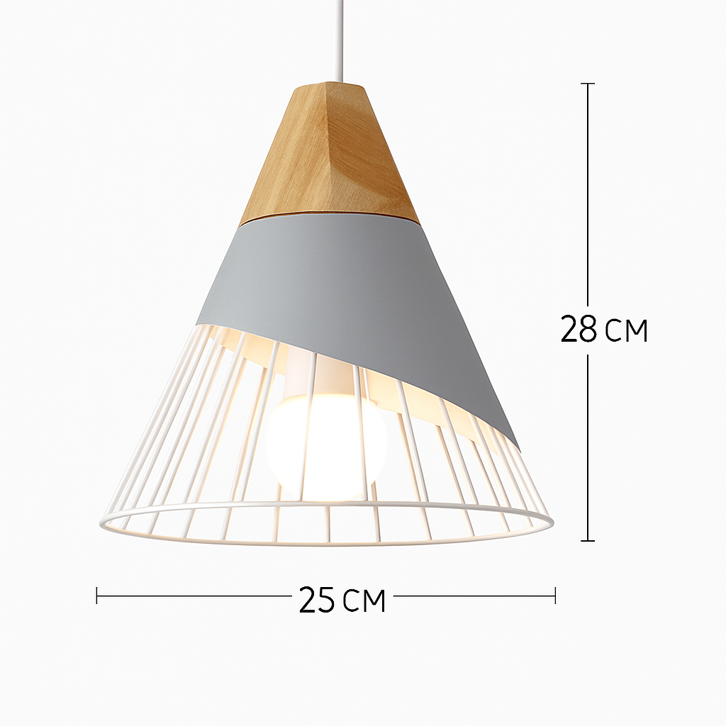 Pendelleuchte | Farbiges Metall, Helles Holz, Verschiedene Formen 9