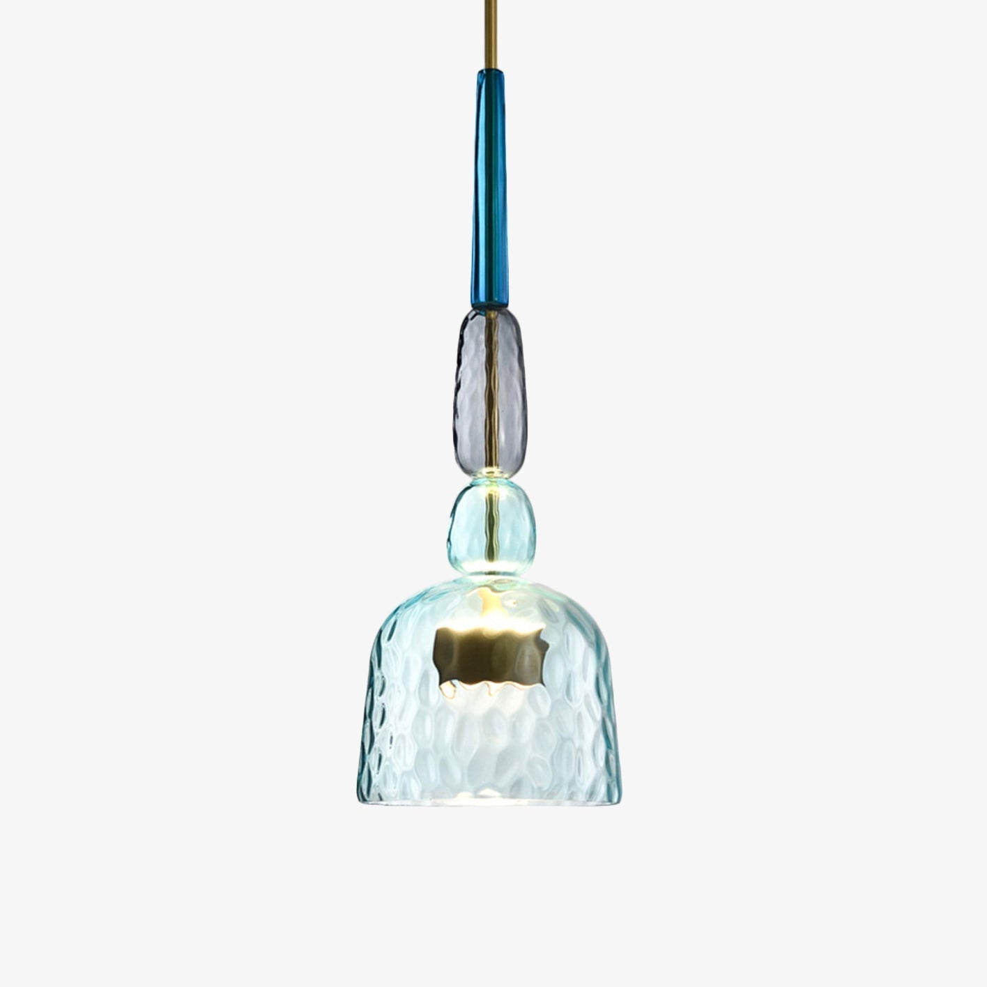 Pendelleuchte | Getöntes Glas, Metallstruktur 0