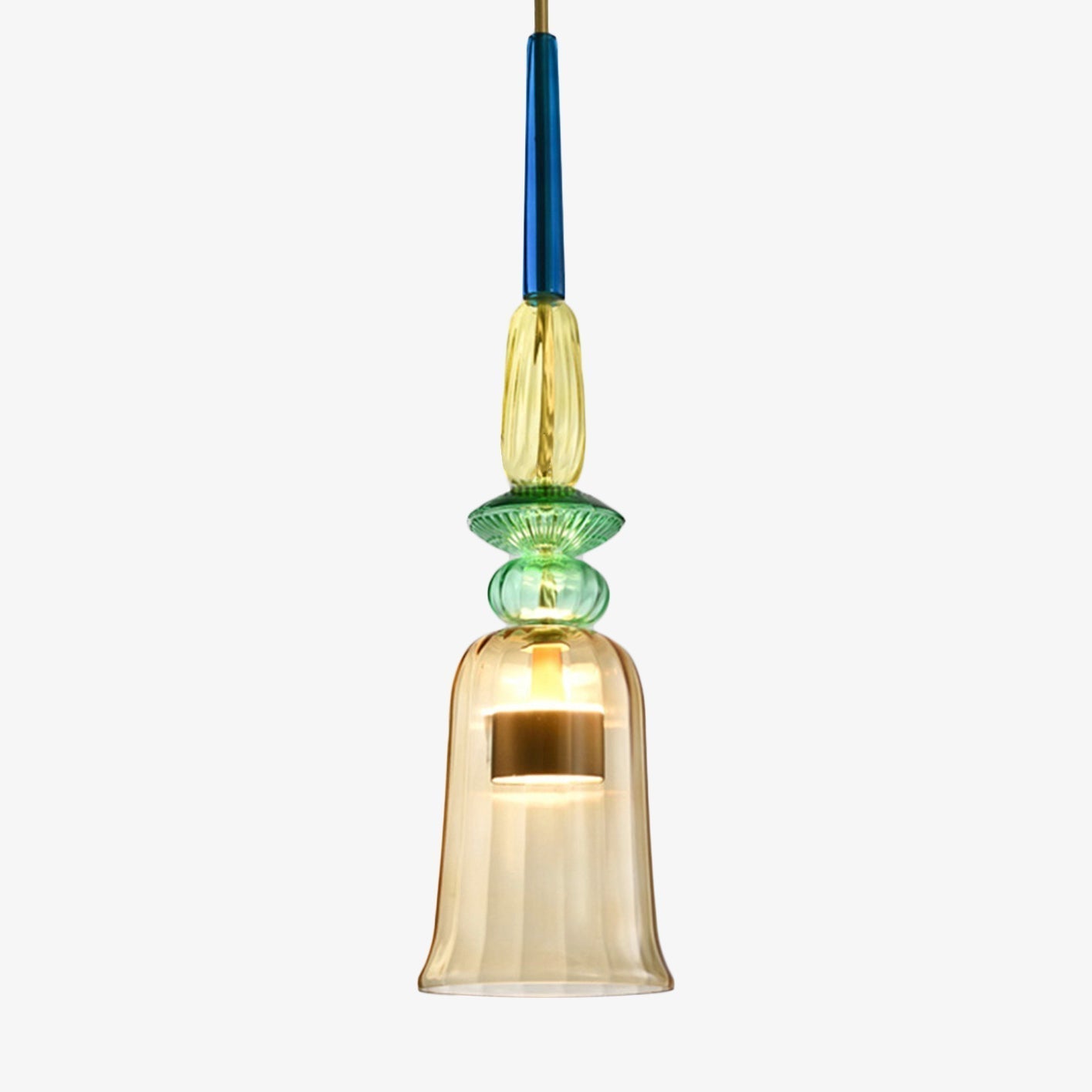 Pendelleuchte | Getöntes Glas, Metallstruktur 10