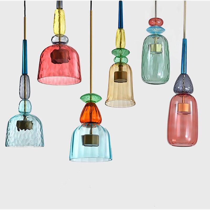 Pendelleuchte | Getöntes Glas, Metallstruktur 2