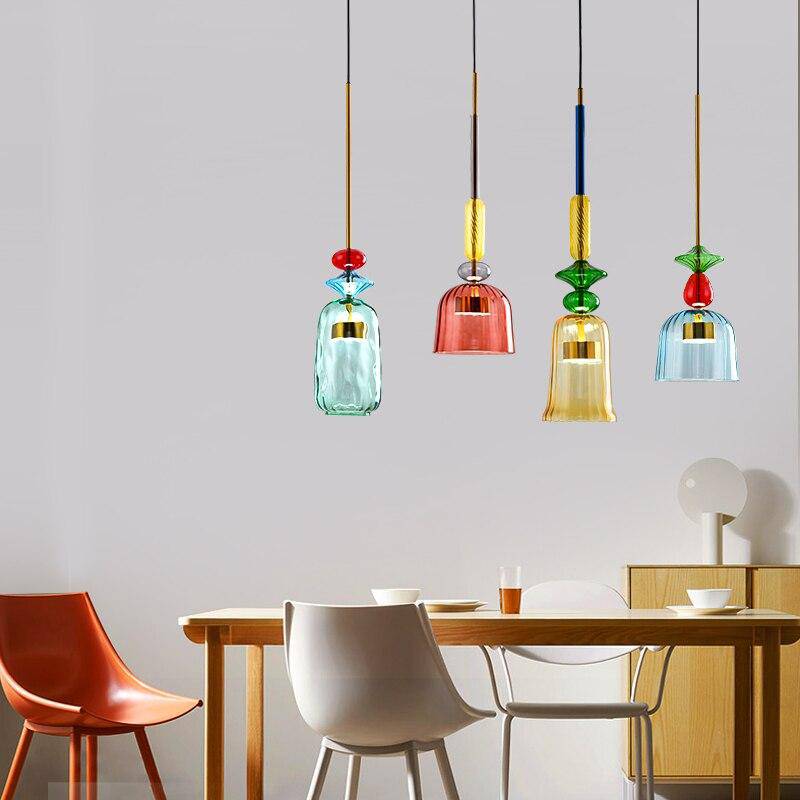 Pendelleuchte | Getöntes Glas, Metallstruktur 5