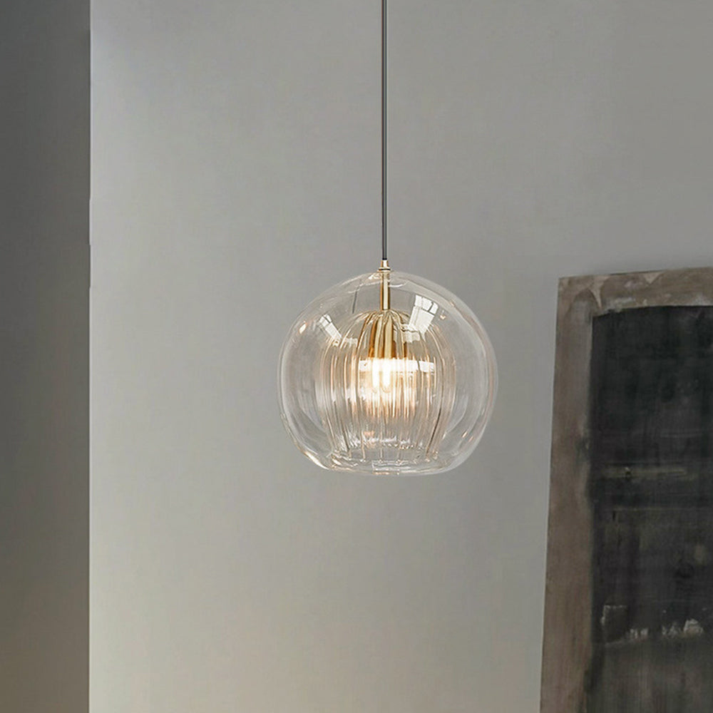 Pendelleuchte | Glaskugel, transparent und bernsteinfarben 0