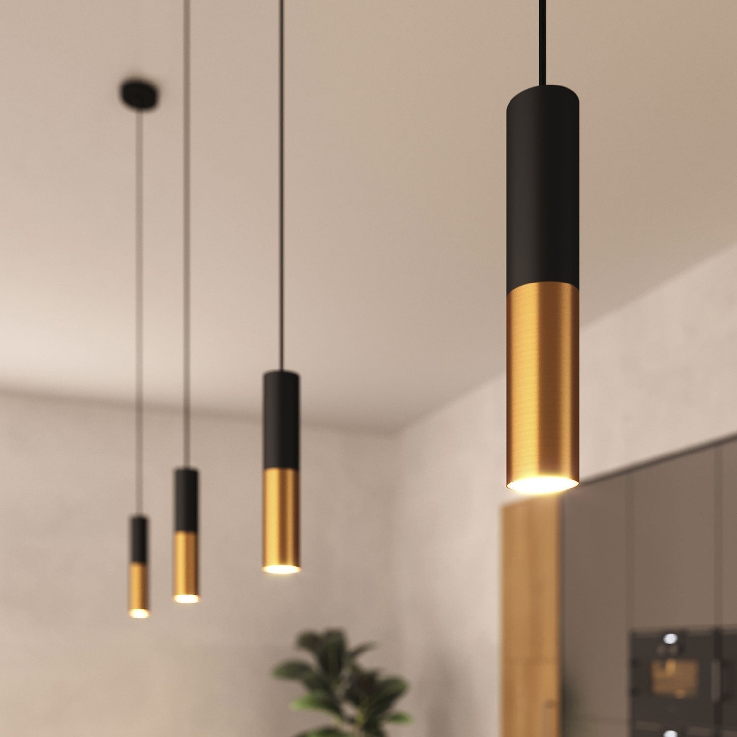Pendelleuchte | Metallrohr, Gebürstetes Messing, Verstellbares Kabel 0