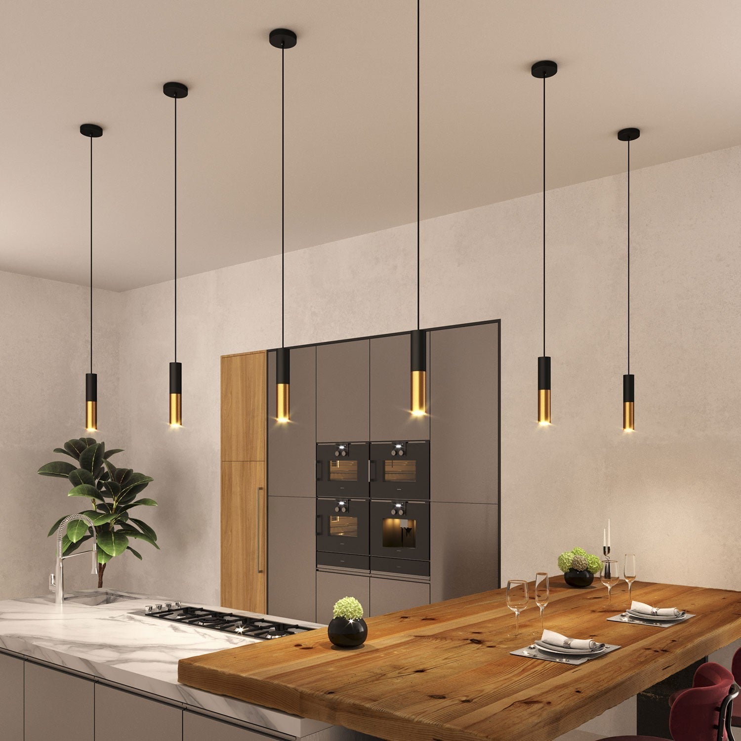 Pendelleuchte | Metallrohr, Gebürstetes Messing, Verstellbares Kabel 4