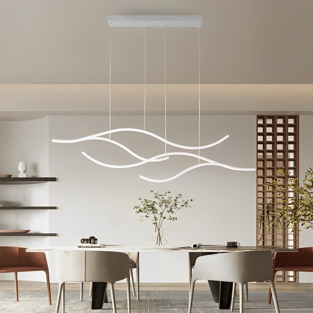 Pendelleuchte | Wellenförmige Form, Höhenverstellbar, Integrierte LED 10