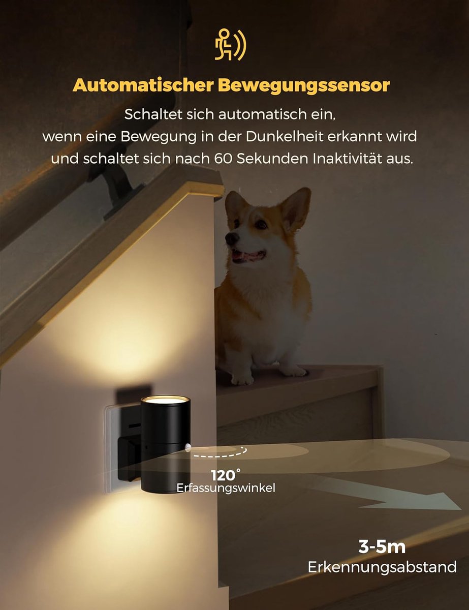 PlugGlow Steckdosenlampe – Dimmbares LED-Nachtlicht für Flur & Schlafzimmer