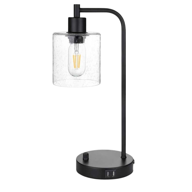 IndustriGlow - Industrielle Tischleuchte mit USB-Anschlüssen und dimmbarer Beleuchtung