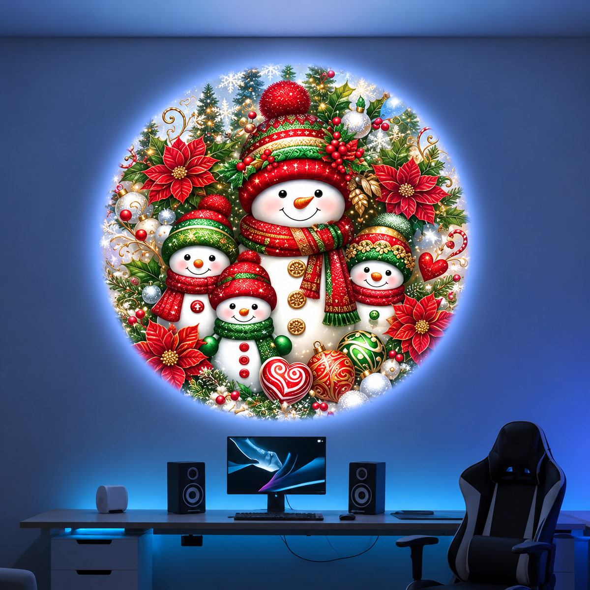 LED-Projektionslampe Weihnachten Kunststoff Bunt – 6 Motive, USB-Betrieb, Tischdeko