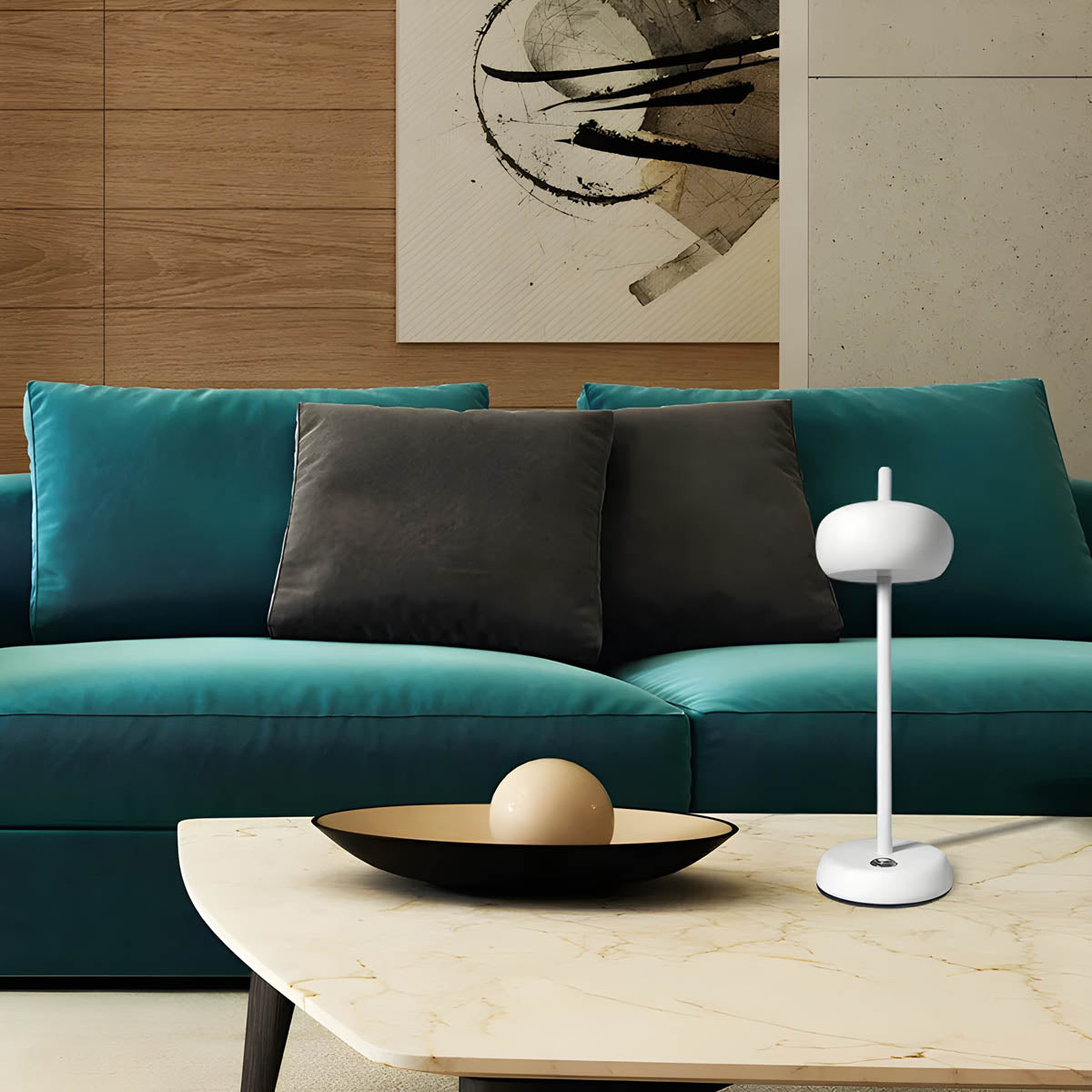Rinao Minimalistische Tischleuchte – LED dimmbar Weiß Wohnzimmer