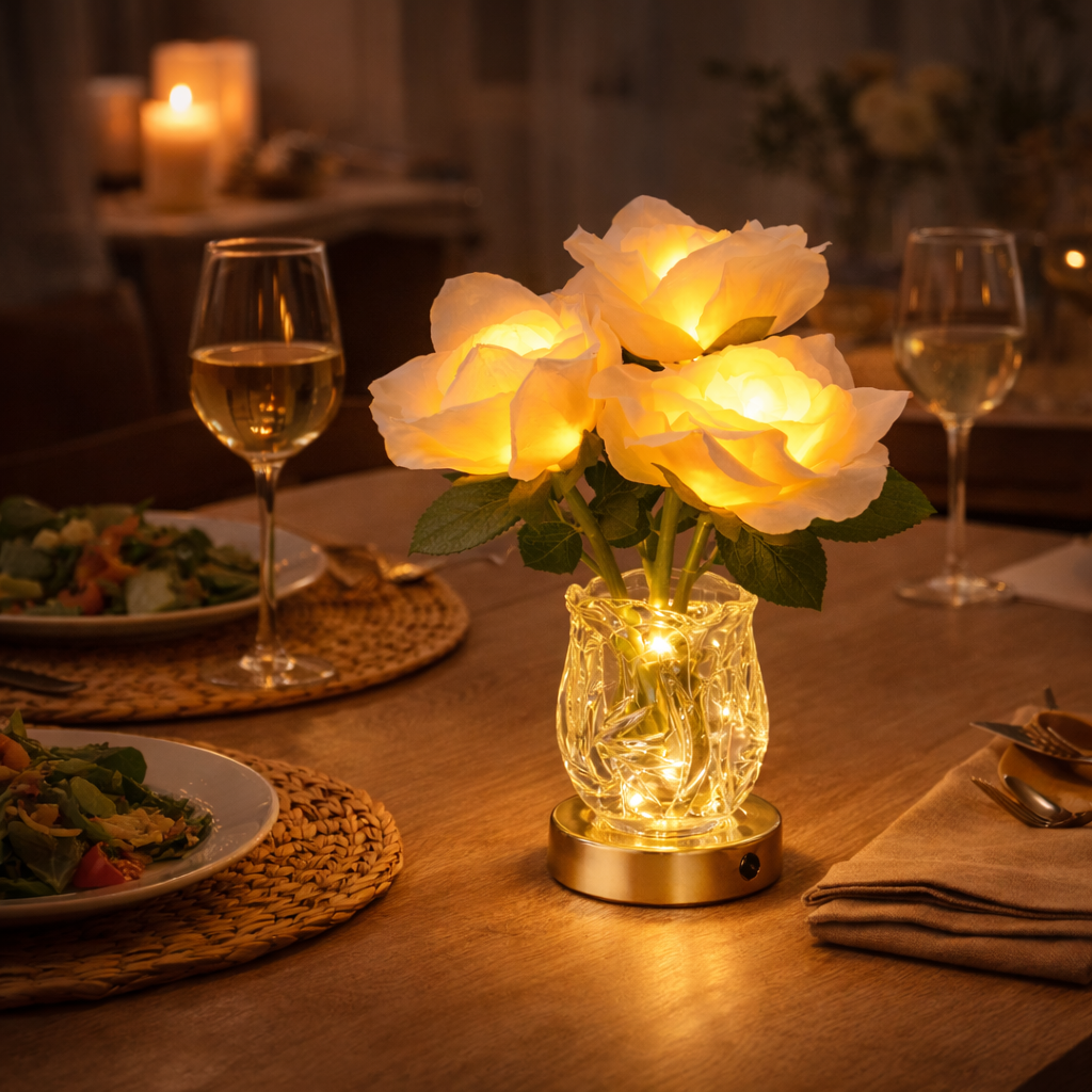 Rosenzauber LED-Lampe – Strahlende Blüten, Rosa für Innenräume