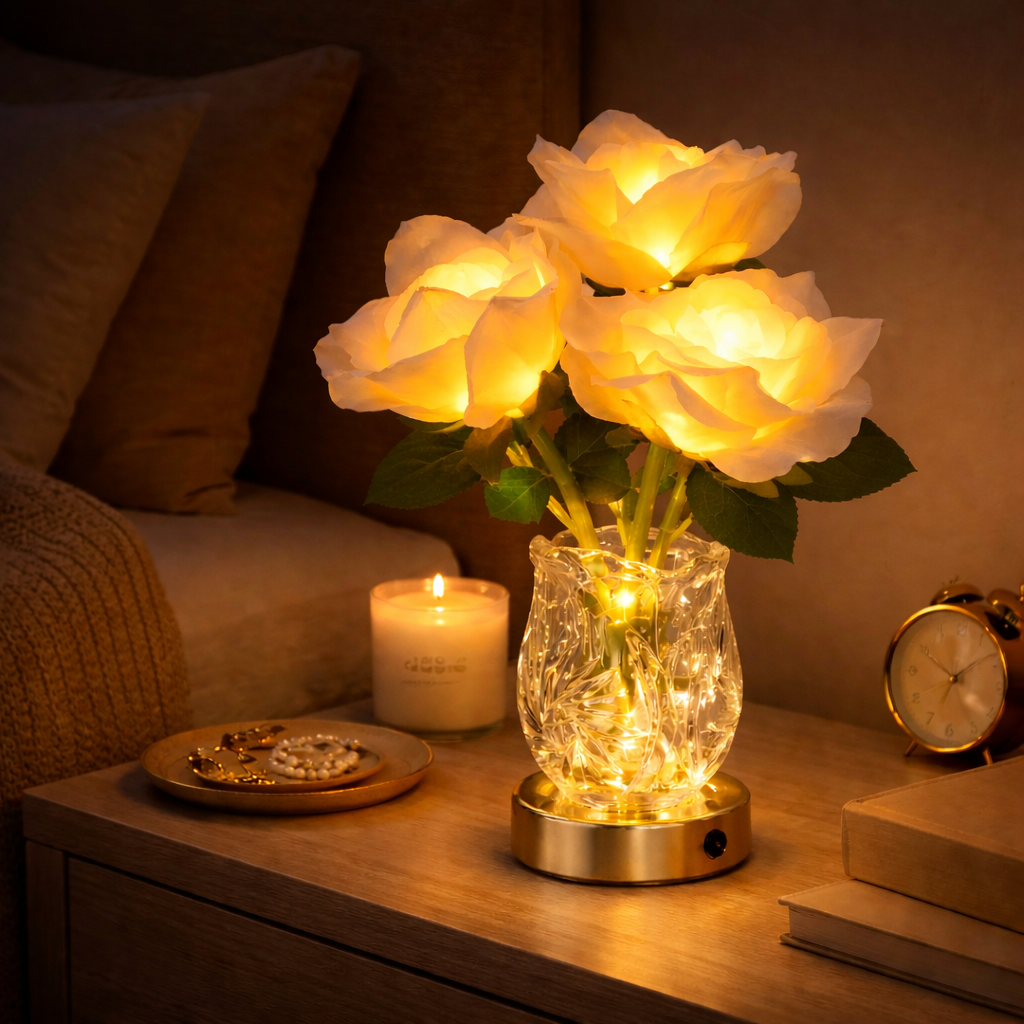 Rosenzauber LED-Lampe – Strahlende Blüten, Rosa für Innenräume