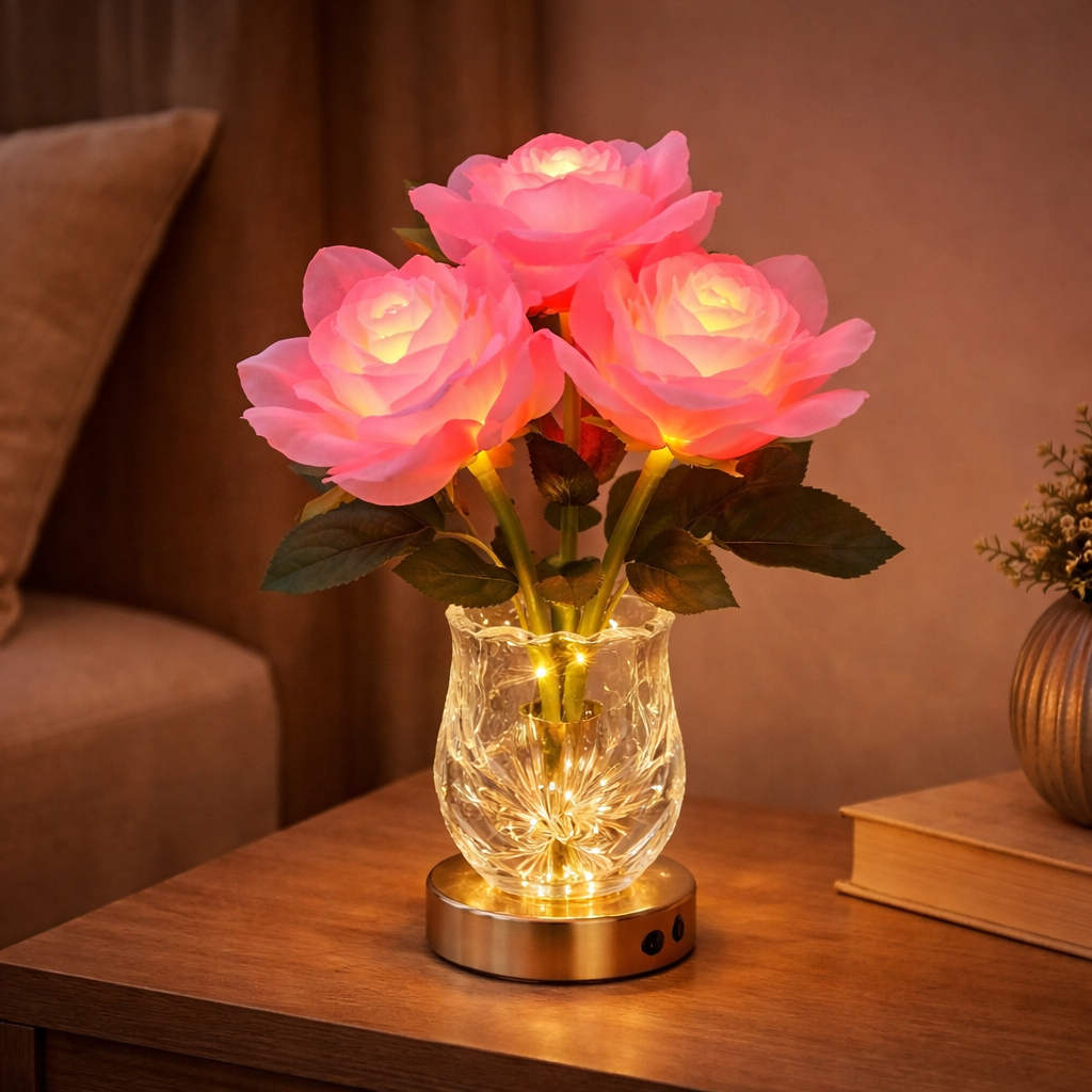 Rosenzauber LED-Lampe – Strahlende Blüten, Rosa für Innenräume