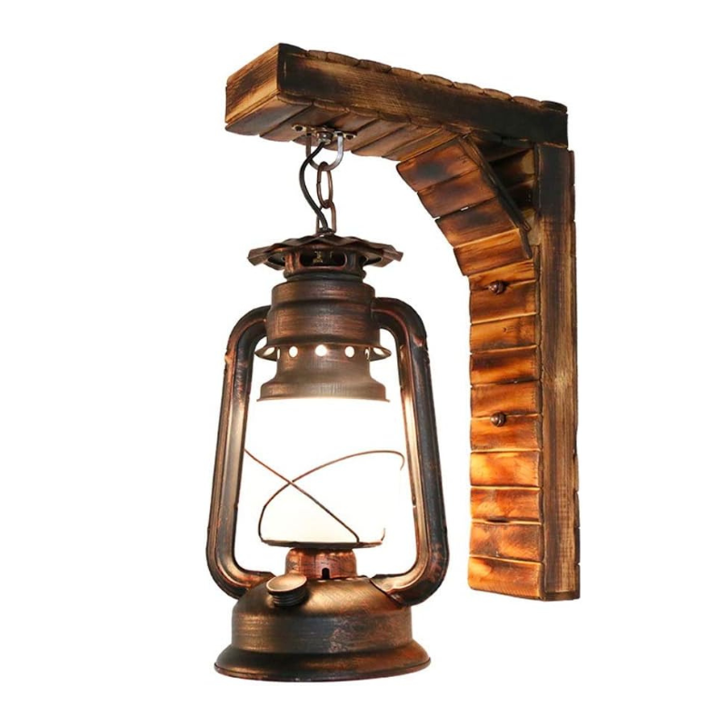 Rustika – Holz & Metall LED-Wandleuchte