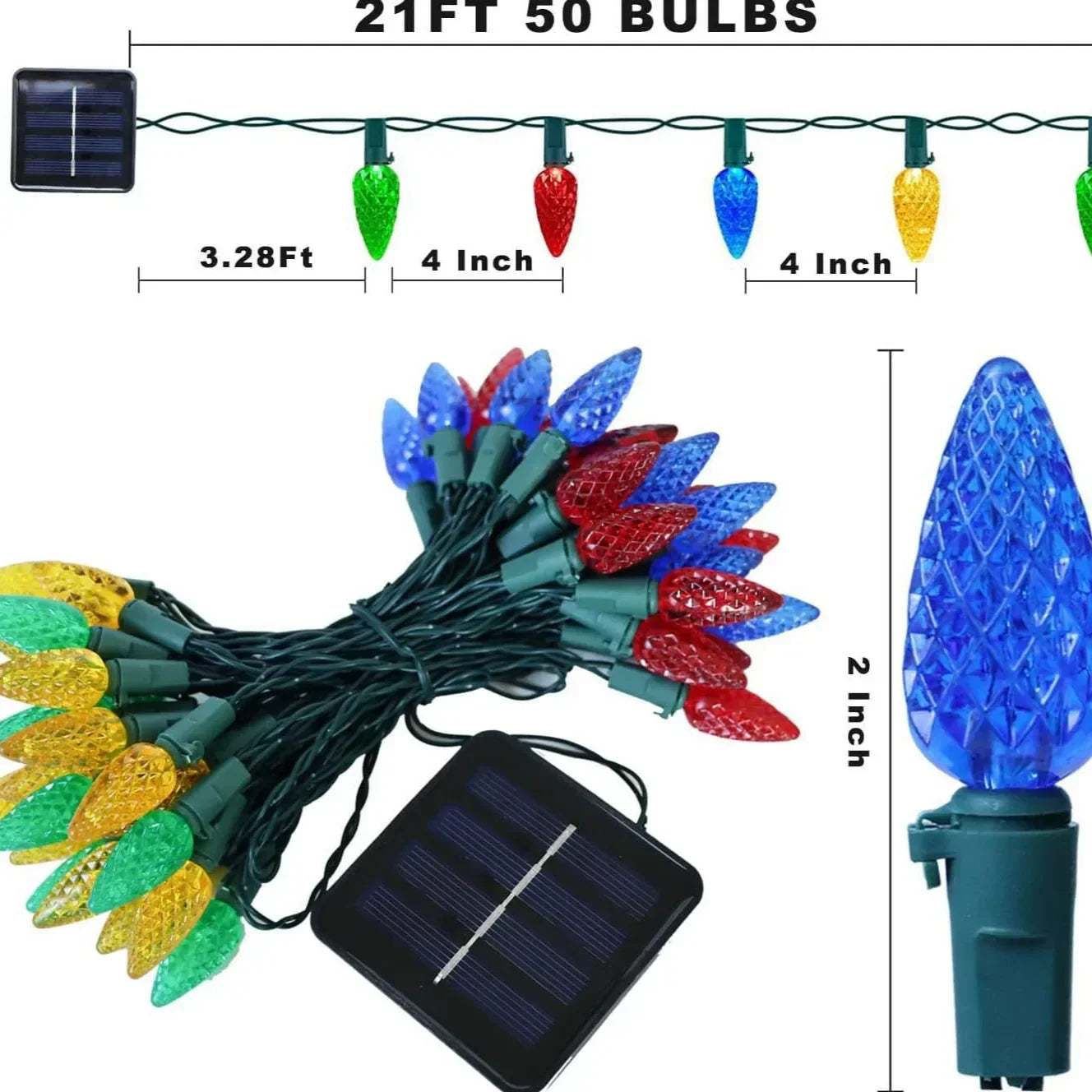 LumiFest Solar Lichterkette C6 Bunt LED für Garten & Weihnachten