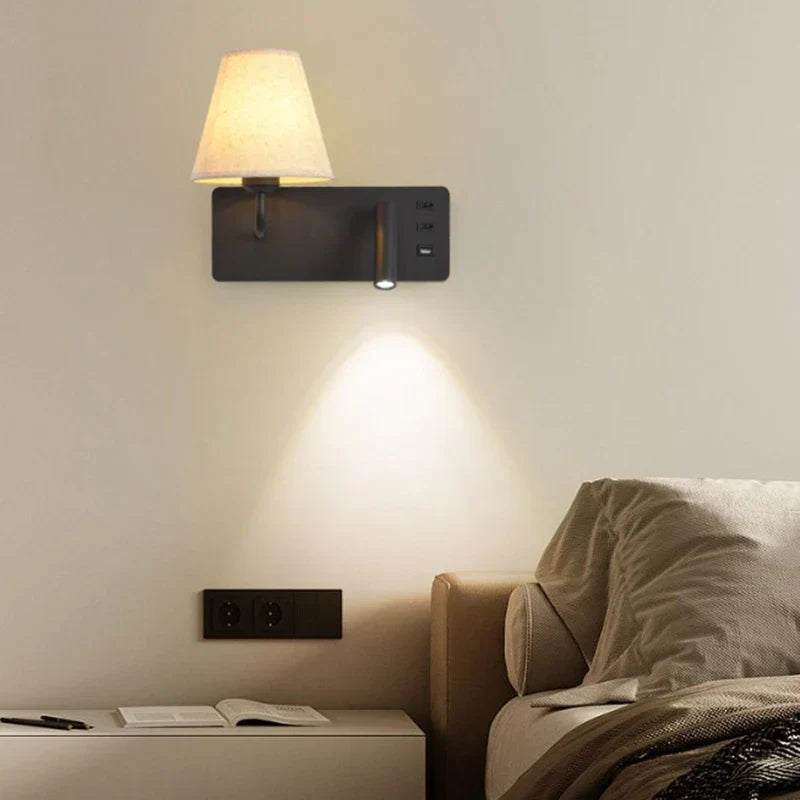 ShineNest - Moderne Wandlampe mit USB-Leselicht