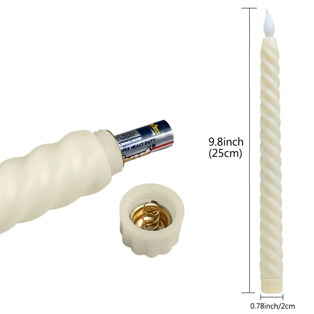 GlowFlame – Lange 3D LED-Kerzen mit flackernder Flamme Weiß für Weihnachten