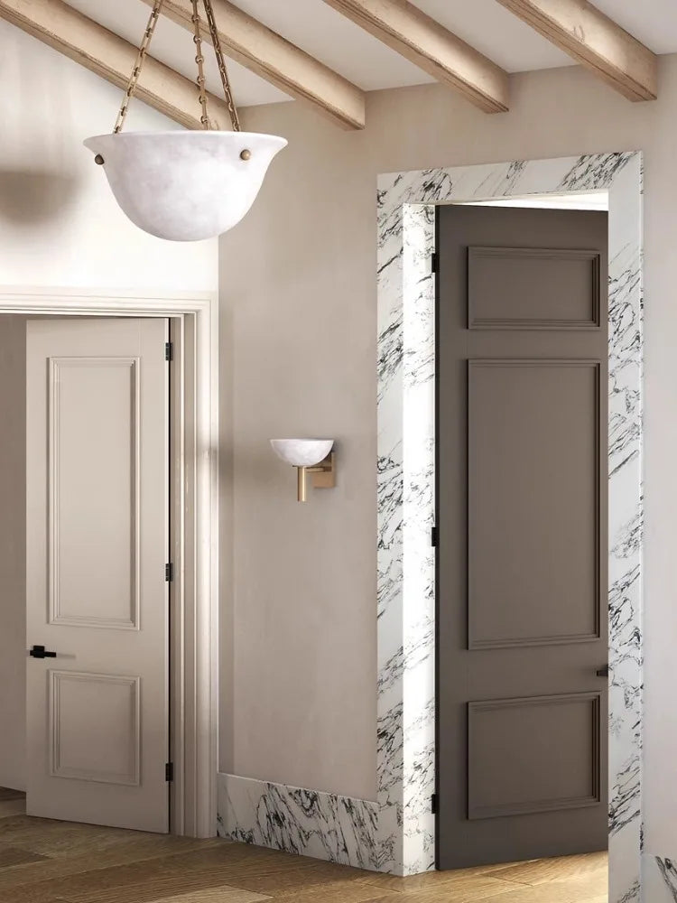 MarbleAura - Luxuriöse Marmor-Wandleuchte mit Kupfer - Modernes Design für Wohn-/Schlafzimmer