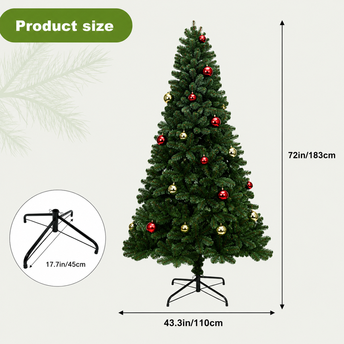Künstlicher Weihnachtsbaum 6-7 Fuß mit weißen Lichtern und klappbaren Ästen