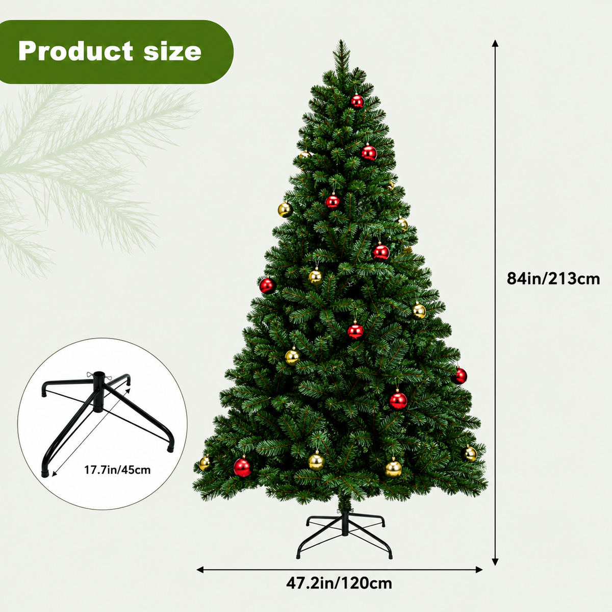 Künstlicher Weihnachtsbaum 6-7 Fuß mit weißen Lichtern und klappbaren Ästen