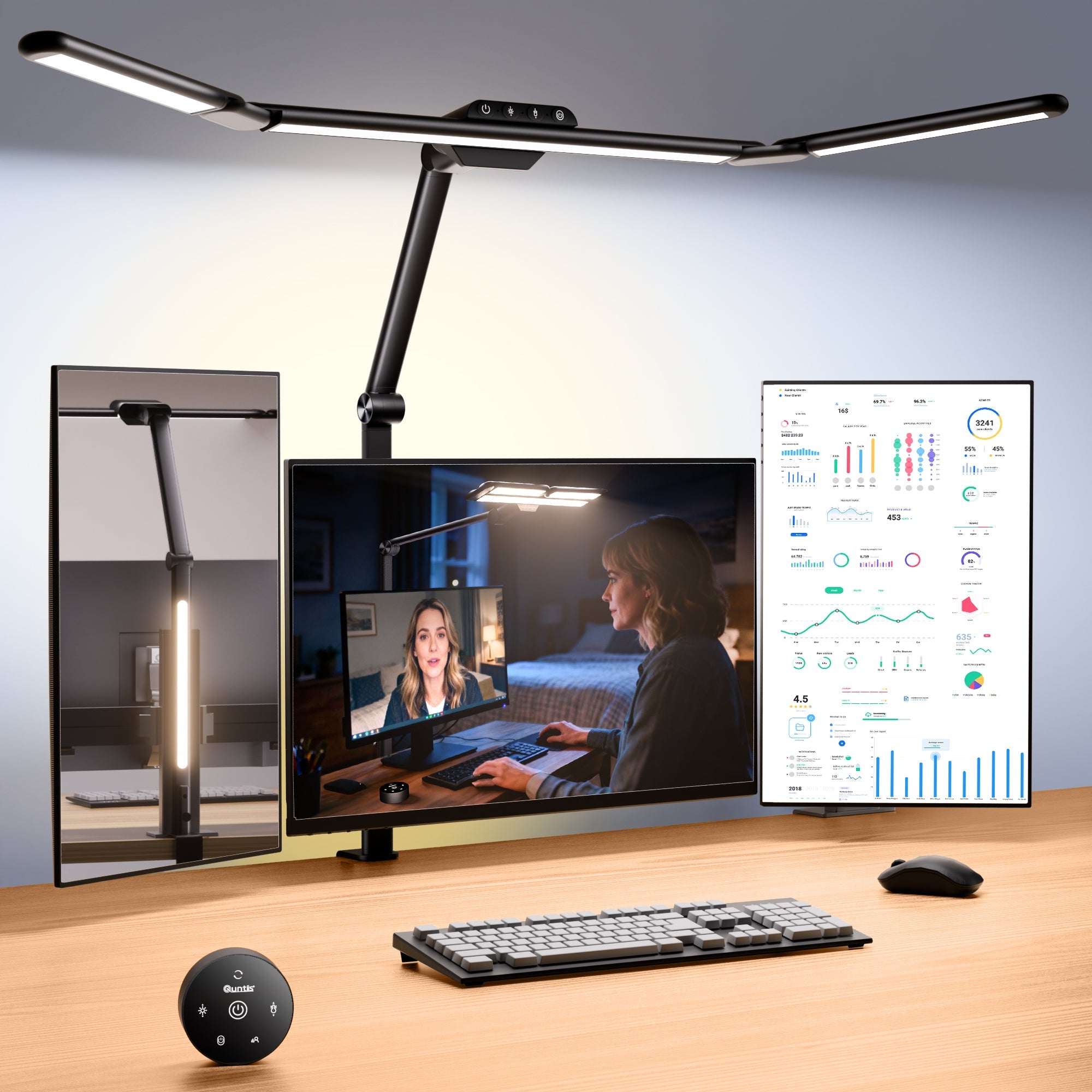 Schreibtischlampe LED | 3-stufig faltbar, Dual-Control Bewegungsmelder 0