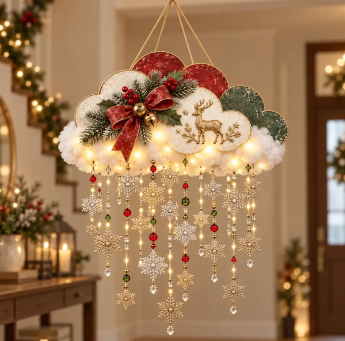 Leuchtende Schneeflocken-Wanddekoration für Weihnachten