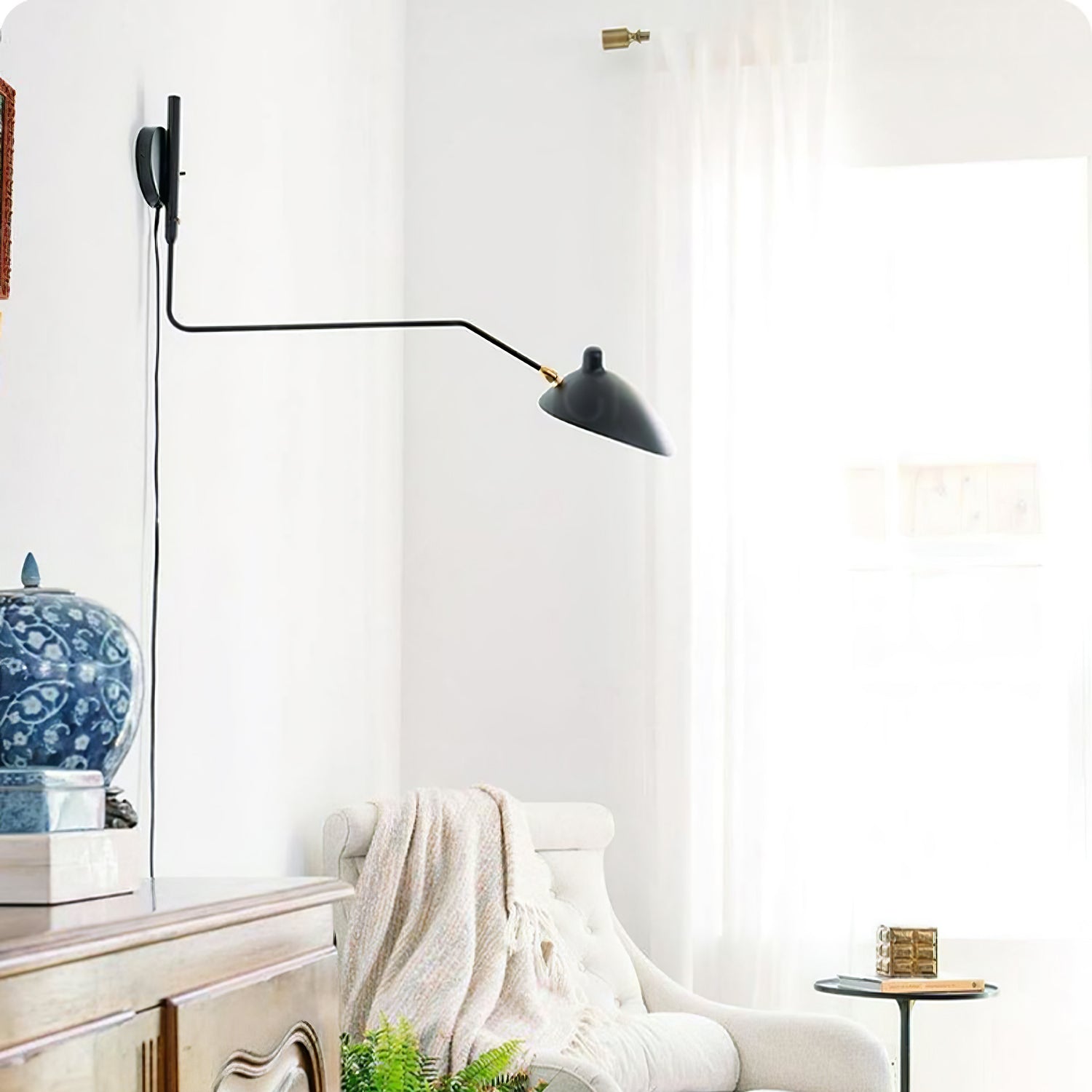 SerenLuce Wandleuchte – Modern, Gelenkarm, Schwarz, Für Wohnzimmer