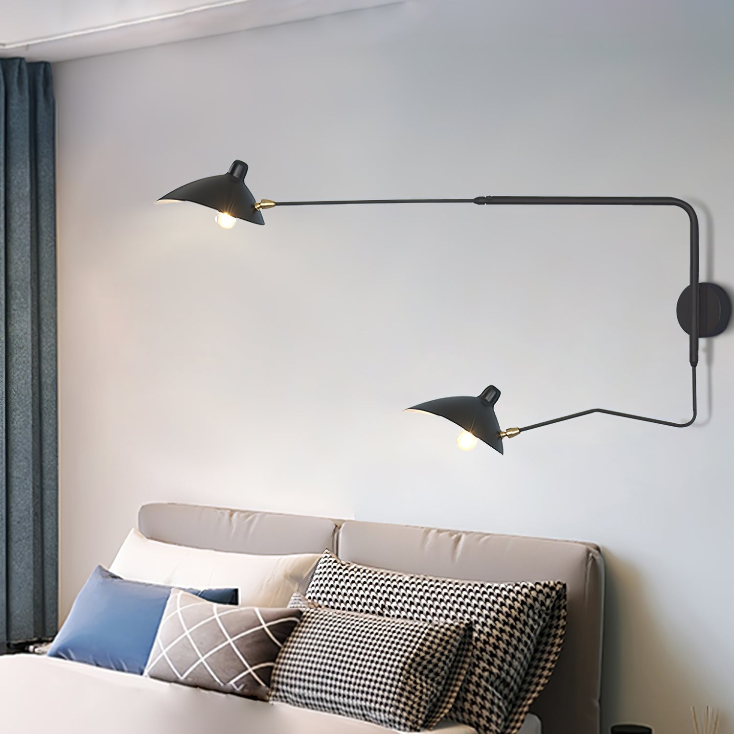 SerenLuce Wandleuchte – Modern, Gelenkarm, Schwarz, Für Wohnzimmer