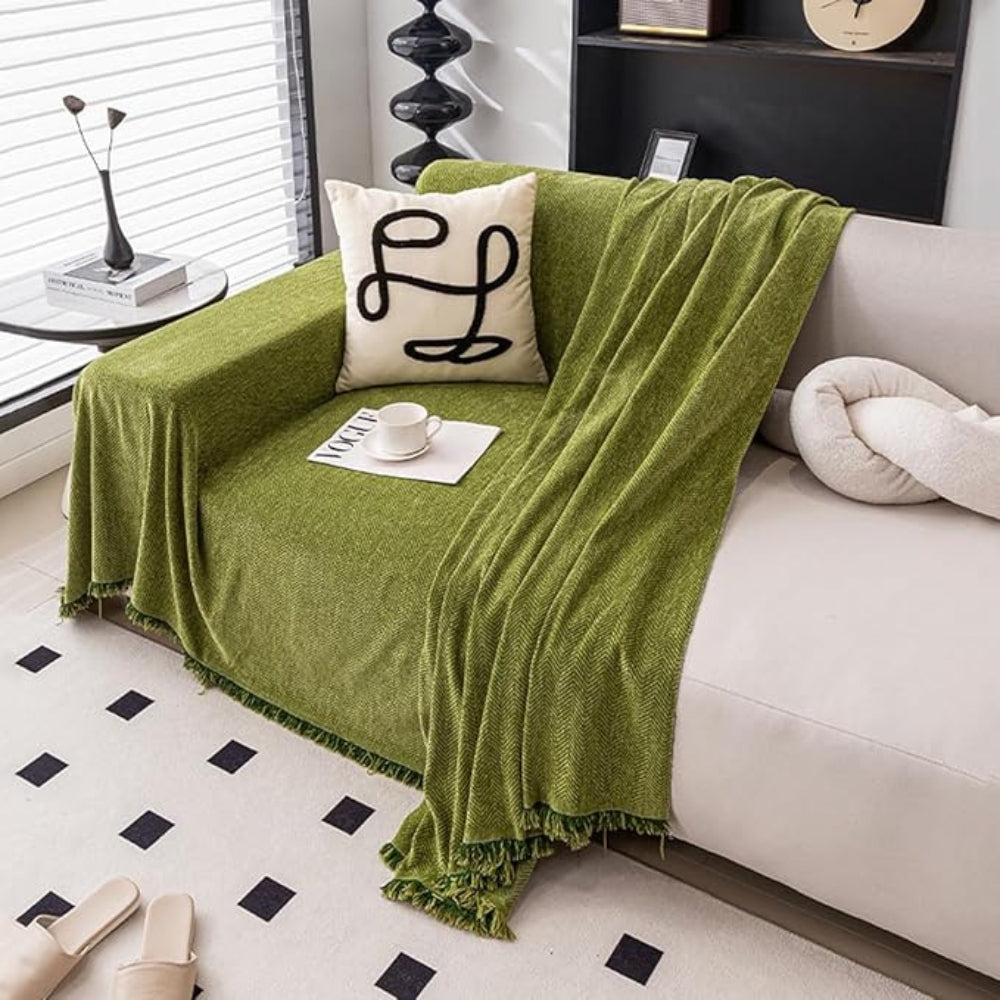 Sofabezug | Chenille, Dekorative Quasten 7
