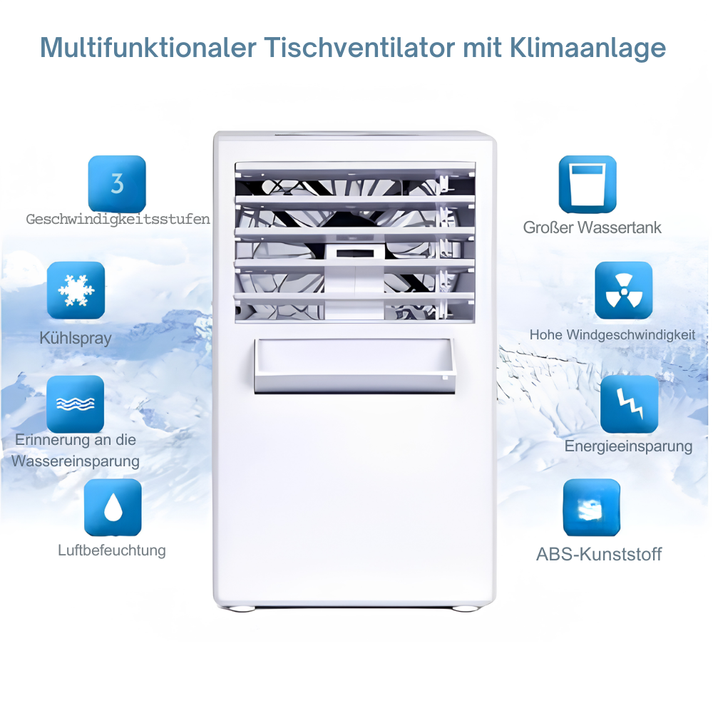 Mini Klimaanlage USB 3-in-1 – Kühlend, Befeuchtend, Luftreinigend – Leise 45dB – Kompakt für Büro und Heim