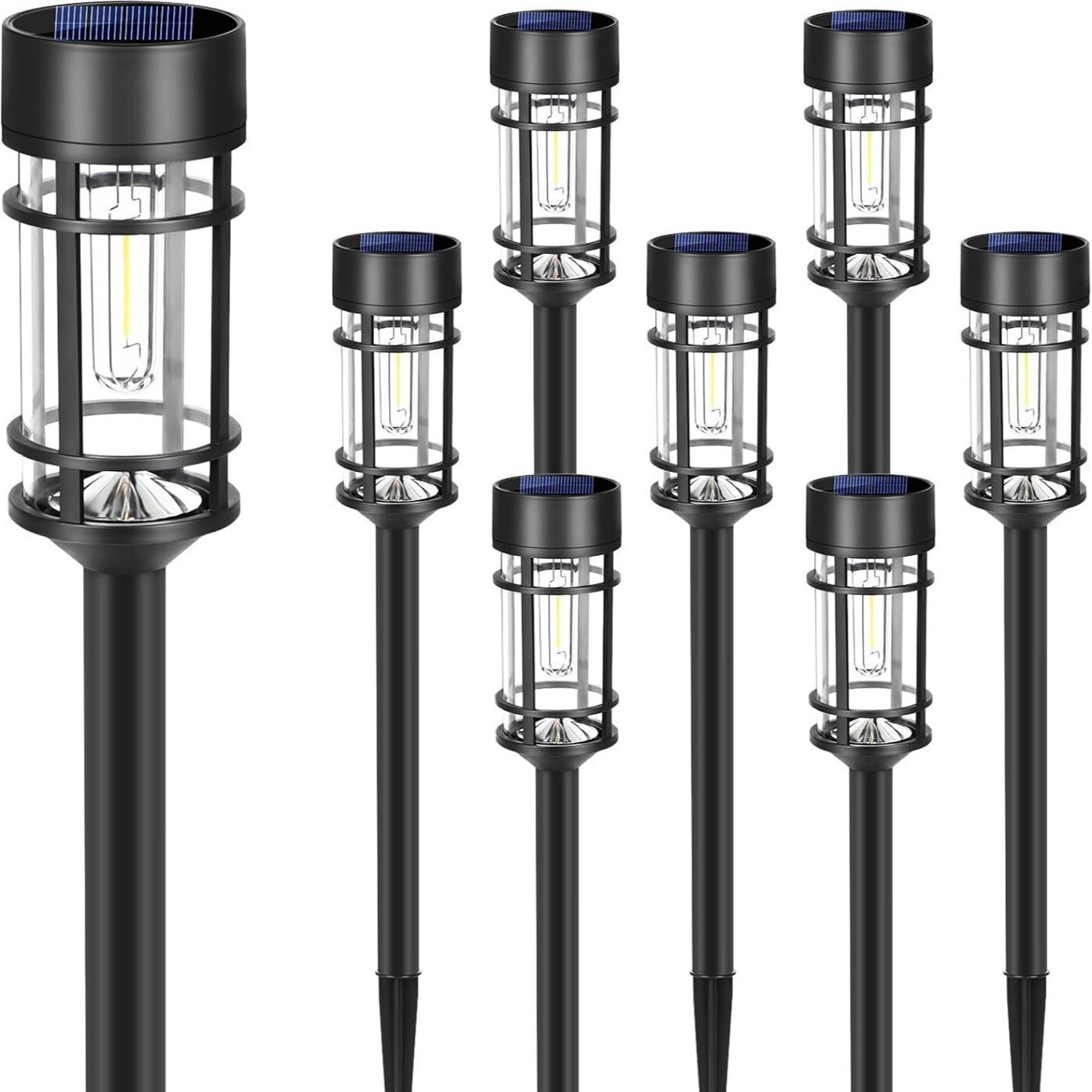 Solar Gartenleuchte LED Warmweiß Außen IP65 mit Dämmerungssensor Modern Schwarz für Wege und Rasen