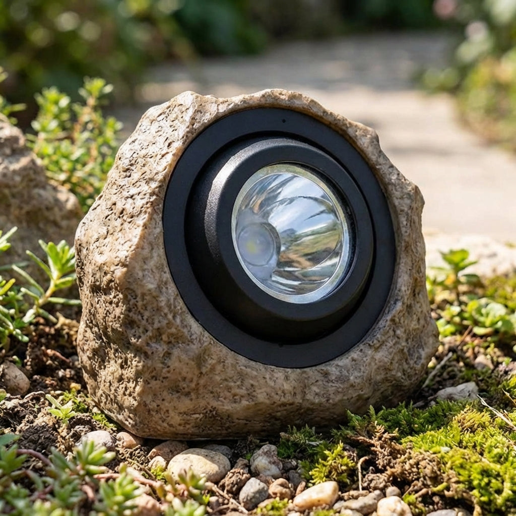 Solar Gartenleuchte LED Warmweiß Außen in Steinoptik IP65 für Garten und Einfahrt Modern