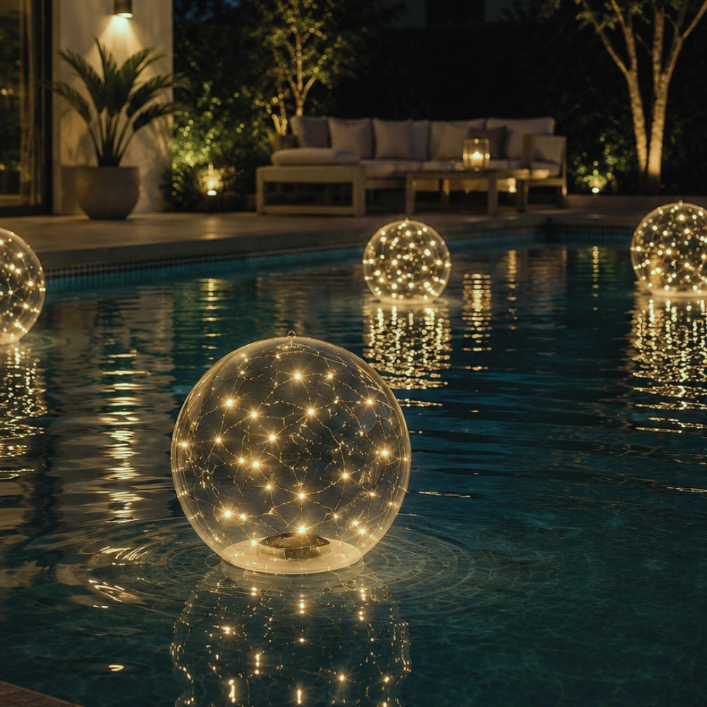 Solarlampe | Kugelförmige, Schwimmende Solarleuchte für Garten 0