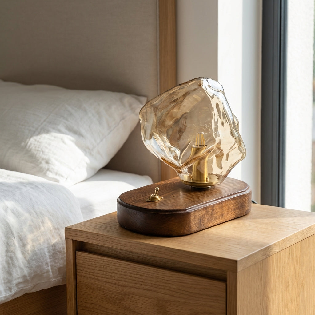 SteinLuxe – Moderne Tischlampe LED in Steinoptik für Wohnzimmer