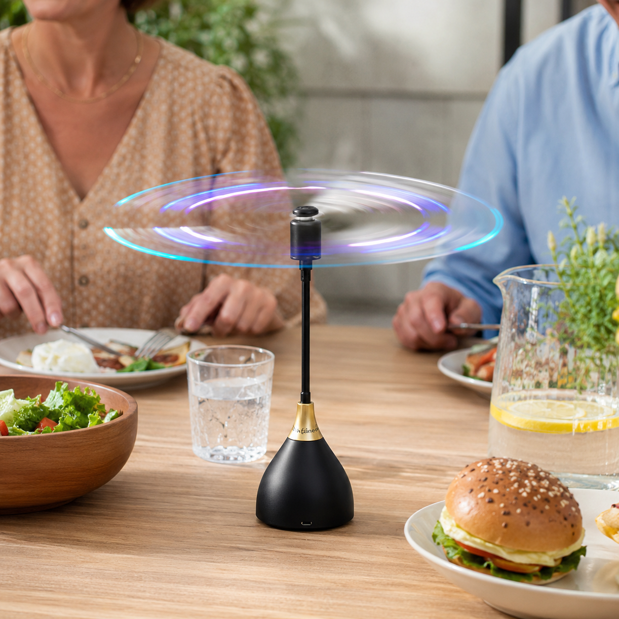 Tischventilator | Schwarzer Kunststoff, Flexible Flügel, USB- und Batteriebetrieb 3