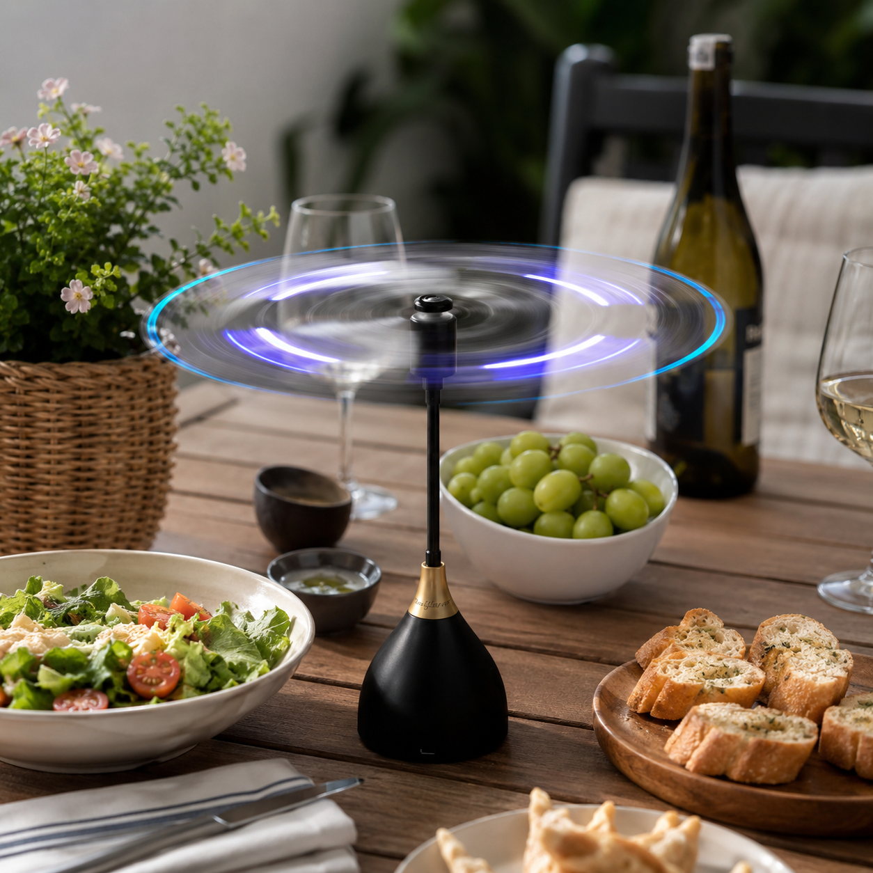 Tischventilator | Schwarzer Kunststoff, Flexible Flügel, USB- und Batteriebetrieb 4
