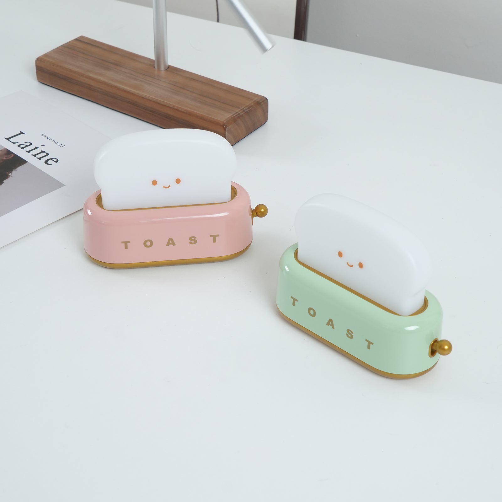 ToastGlow Tischlampe – Retro, Akku, Warmlicht, für Wohnzimmer