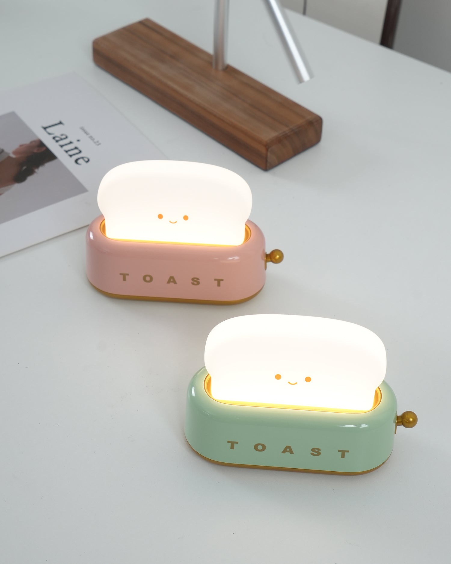 ToastGlow Tischlampe – Retro, Akku, Warmlicht, für Wohnzimmer