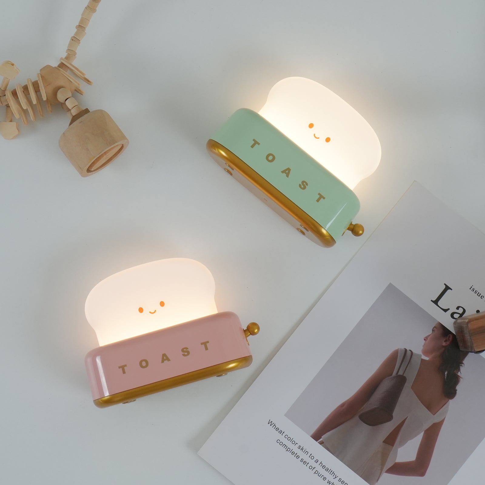 ToastGlow Tischlampe – Retro, Akku, Warmlicht, für Wohnzimmer