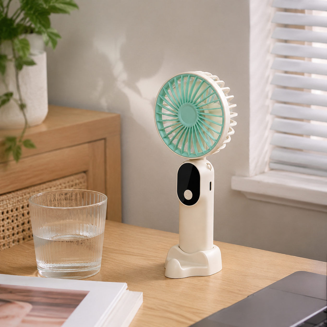 Tragbarer Ventilator | Faltbar, 6 Geschwindigkeiten, USB Wiederaufladbar 4
