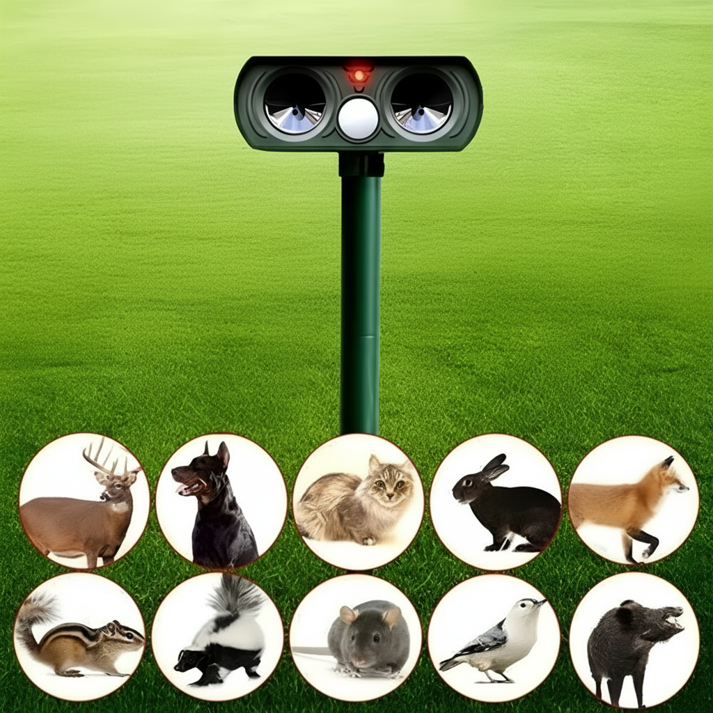 Solar Tiervertreiber Ultraschall 8–10m IP66 13,5–45,5kHz Garten
