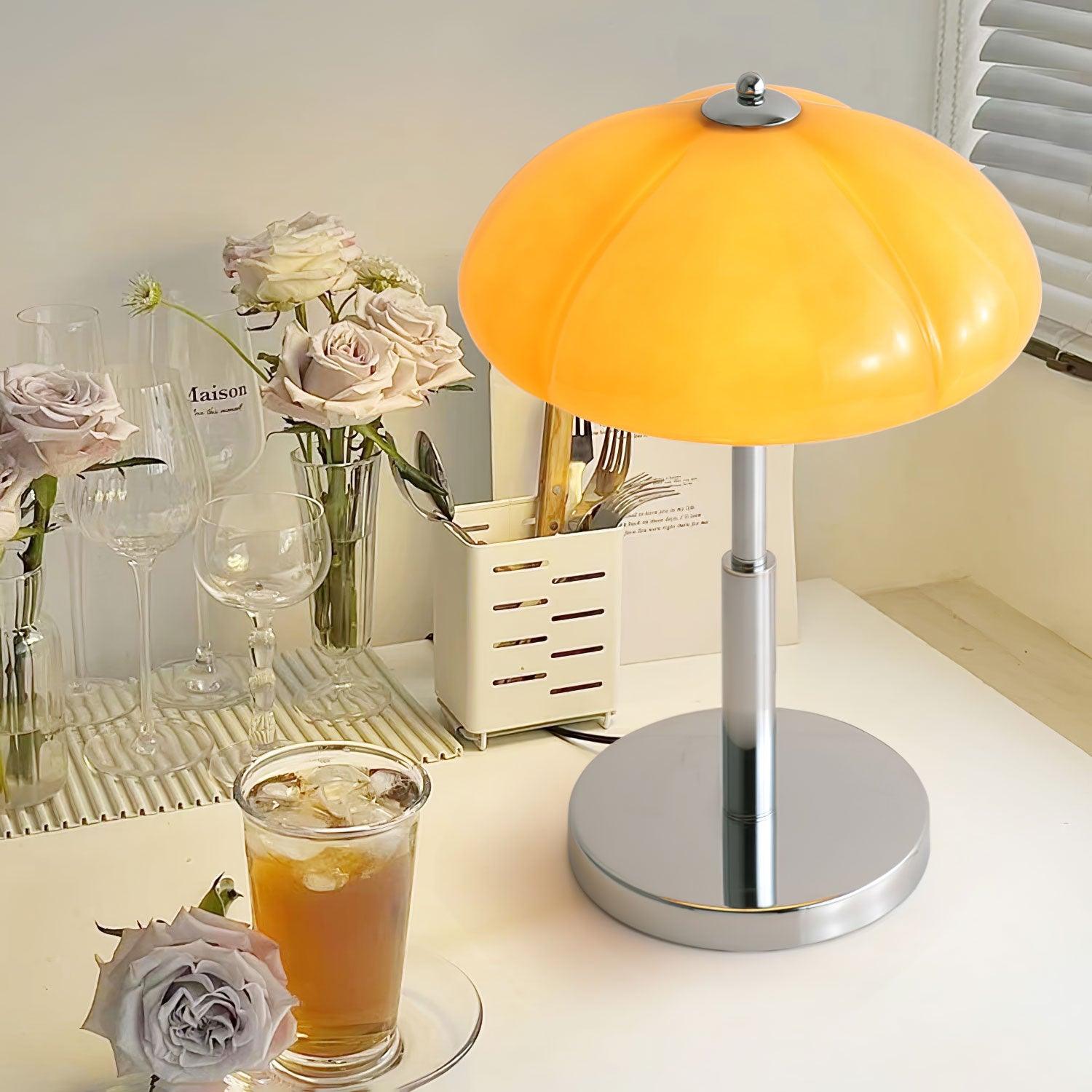 MushGlow Bauhaus Tischlampe – Modernes Pilzdesign Dimmbar Weiß Wohnzimmer